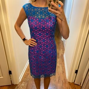 Lilly Pulitzer Blue and Pink Floral Print Dress